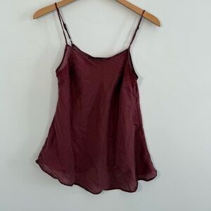 Peruvian Connection Maroon silk Tank top, Size S